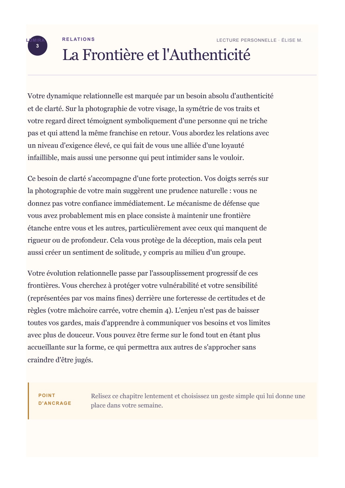 Extrait de lecture : le chapitre « La Frontière et l’Authenticité » et son point d’ancrage.
